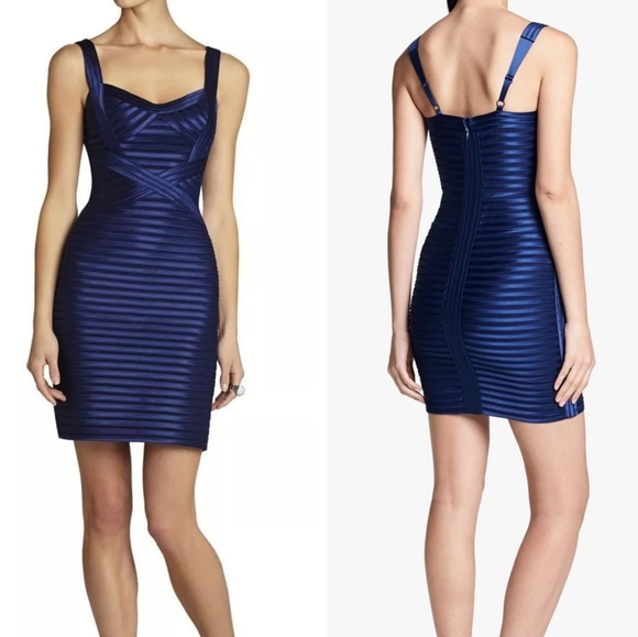 BCBG Max Azria Blue Bodycon Bandage Rivas Mini Dress - Size 0P / 0 Womens Petite - Picture 1 of 10